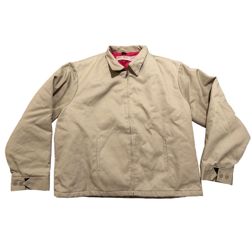 Big Mac Work Jacket Mens 2XL Khaki Tan  Quilt Lined Vintage Full Zip